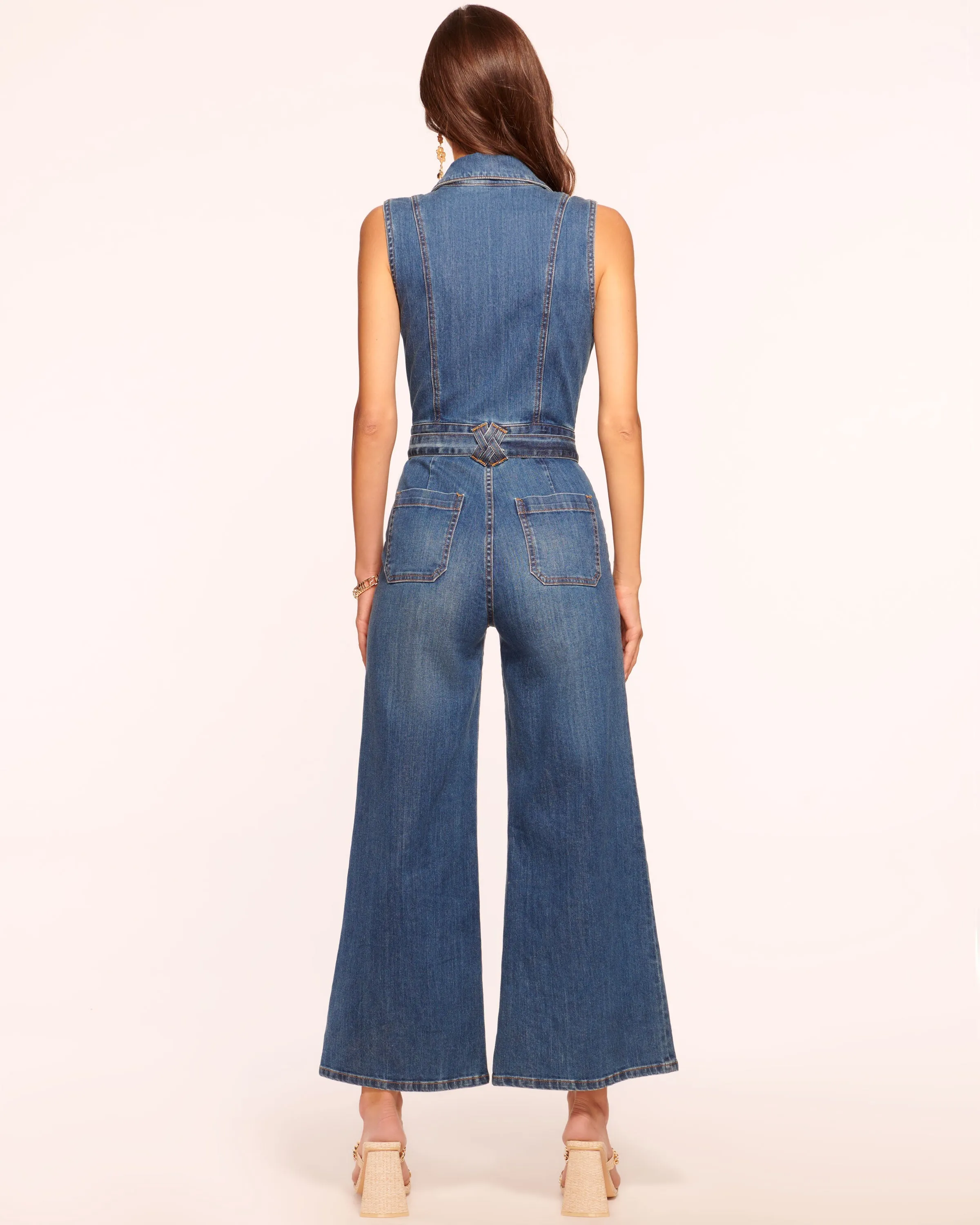 Bell Cropped Denim Jumpsuit