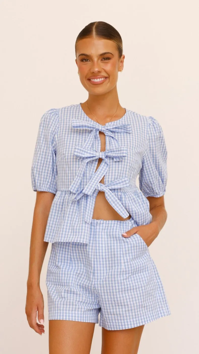 Belle Shorts - Blue Check