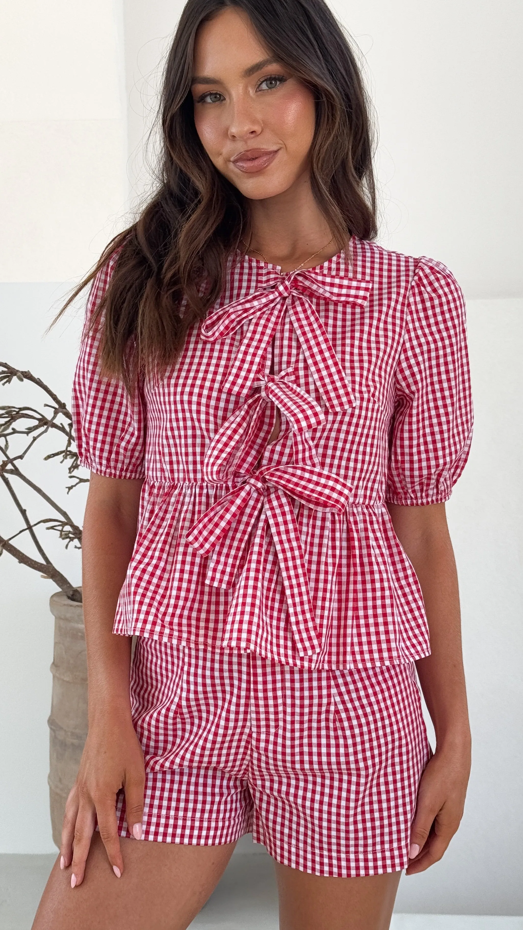 Belle Shorts - Red Check