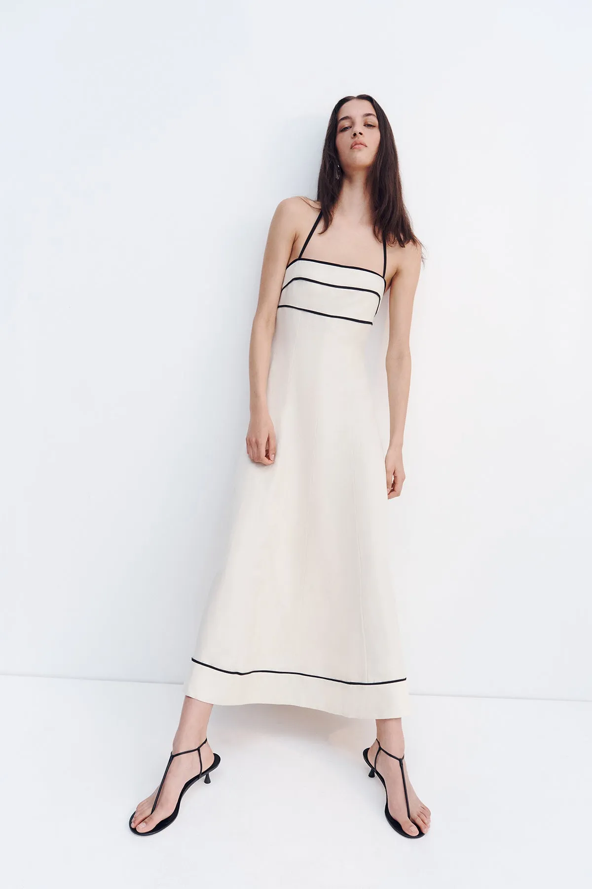 BILLIE CONTRAST PANELLED MIDI DRESS