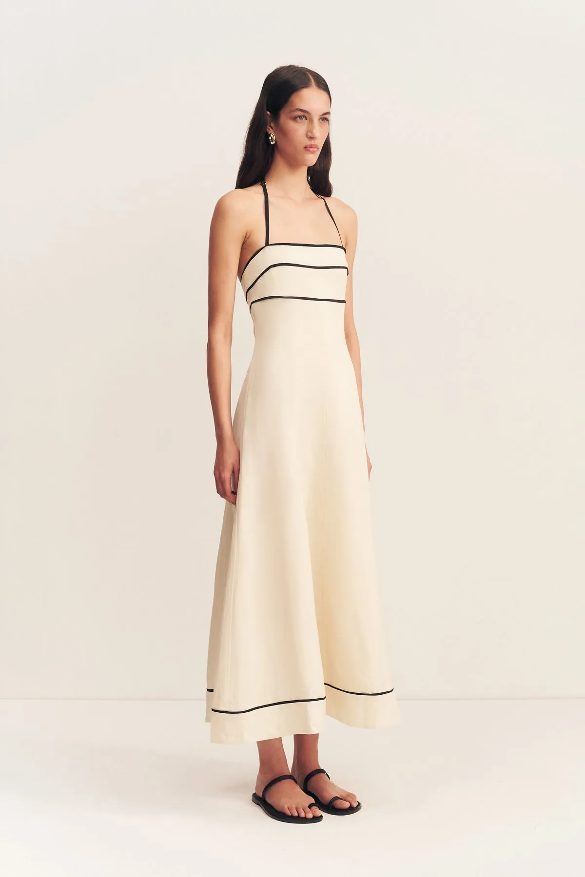 BILLIE CONTRAST PANELLED MIDI DRESS