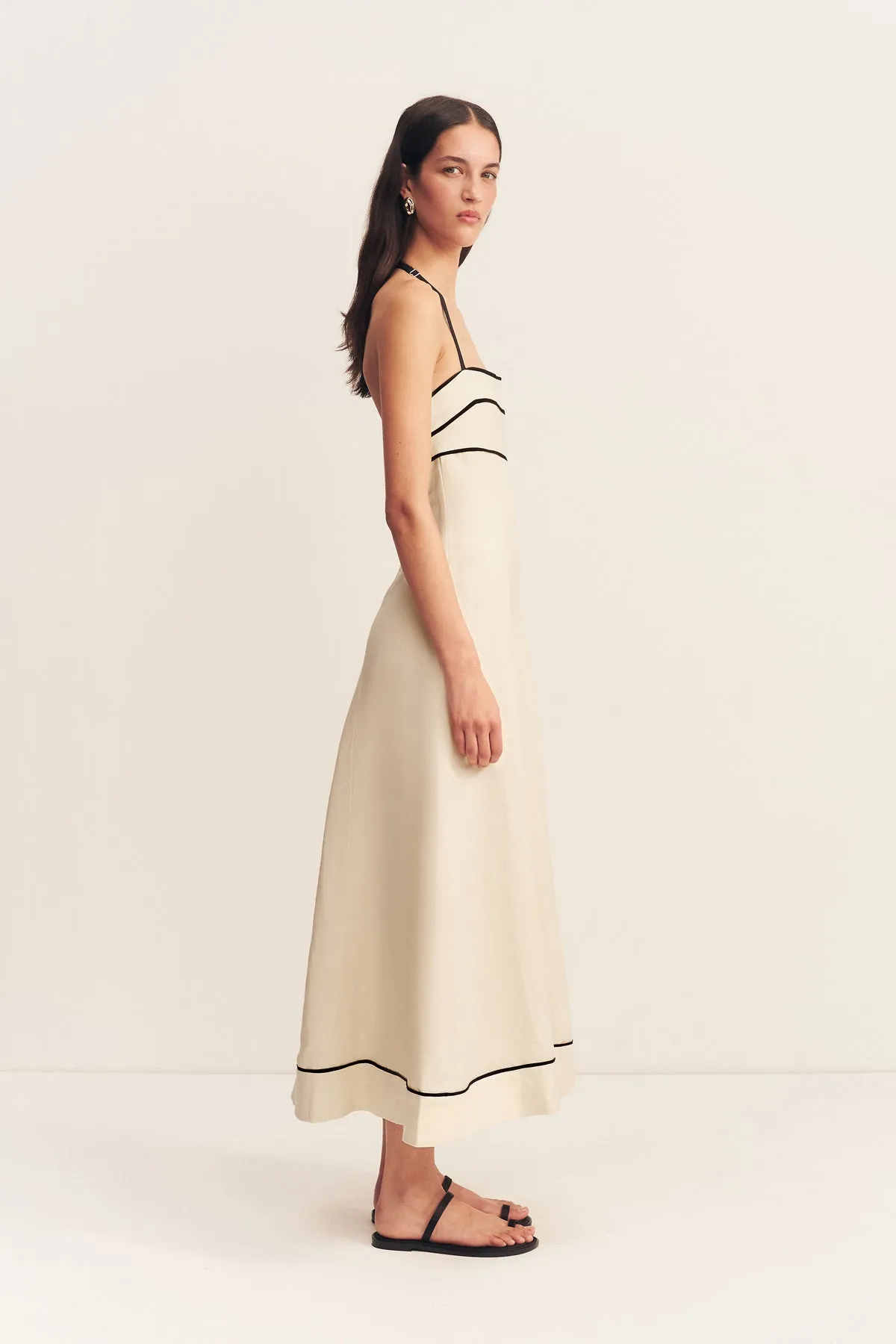 BILLIE CONTRAST PANELLED MIDI DRESS