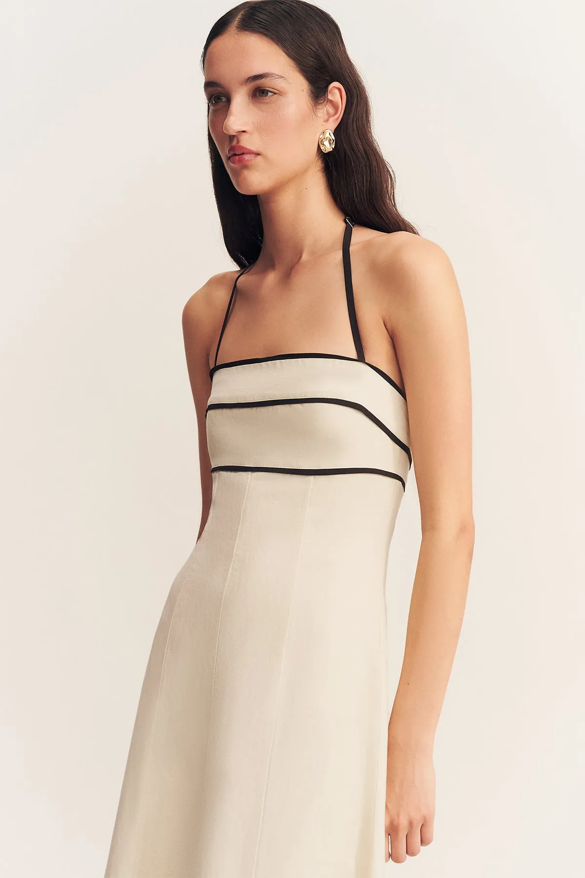 BILLIE CONTRAST PANELLED MIDI DRESS