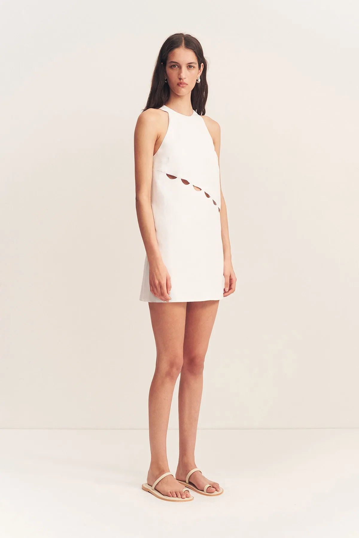 BIRDIE SCALLOP MINI DRESS - IVORY