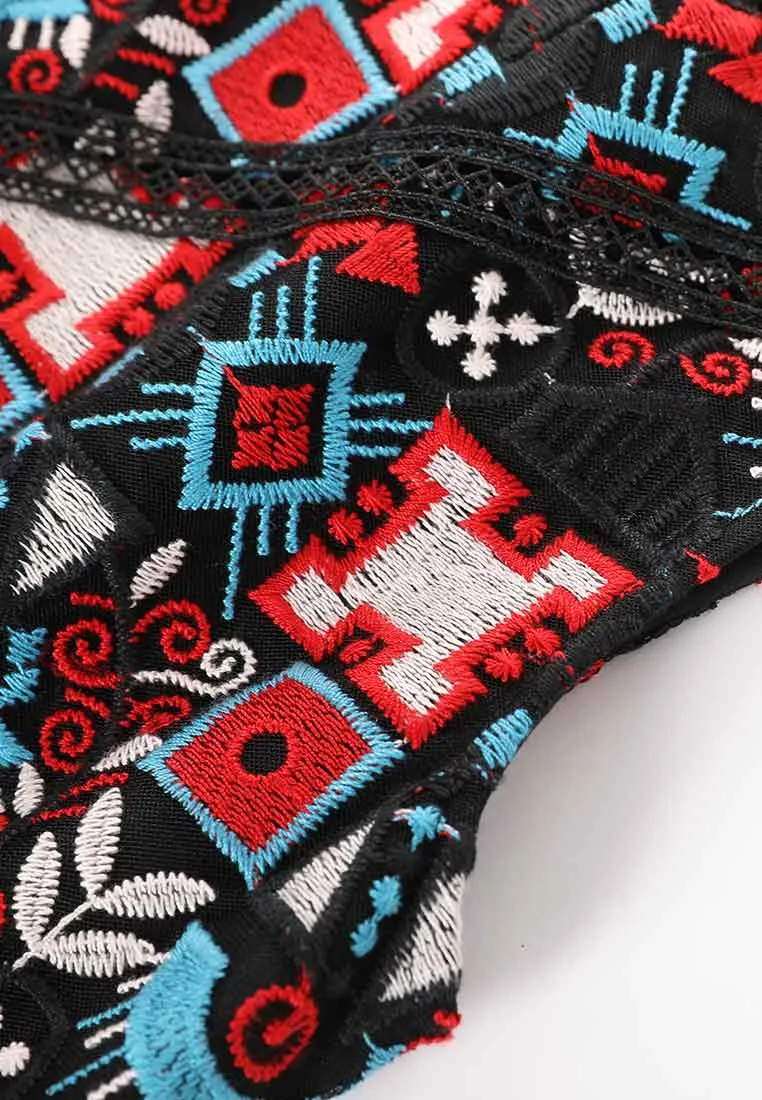Black Embroidered Totem Dress