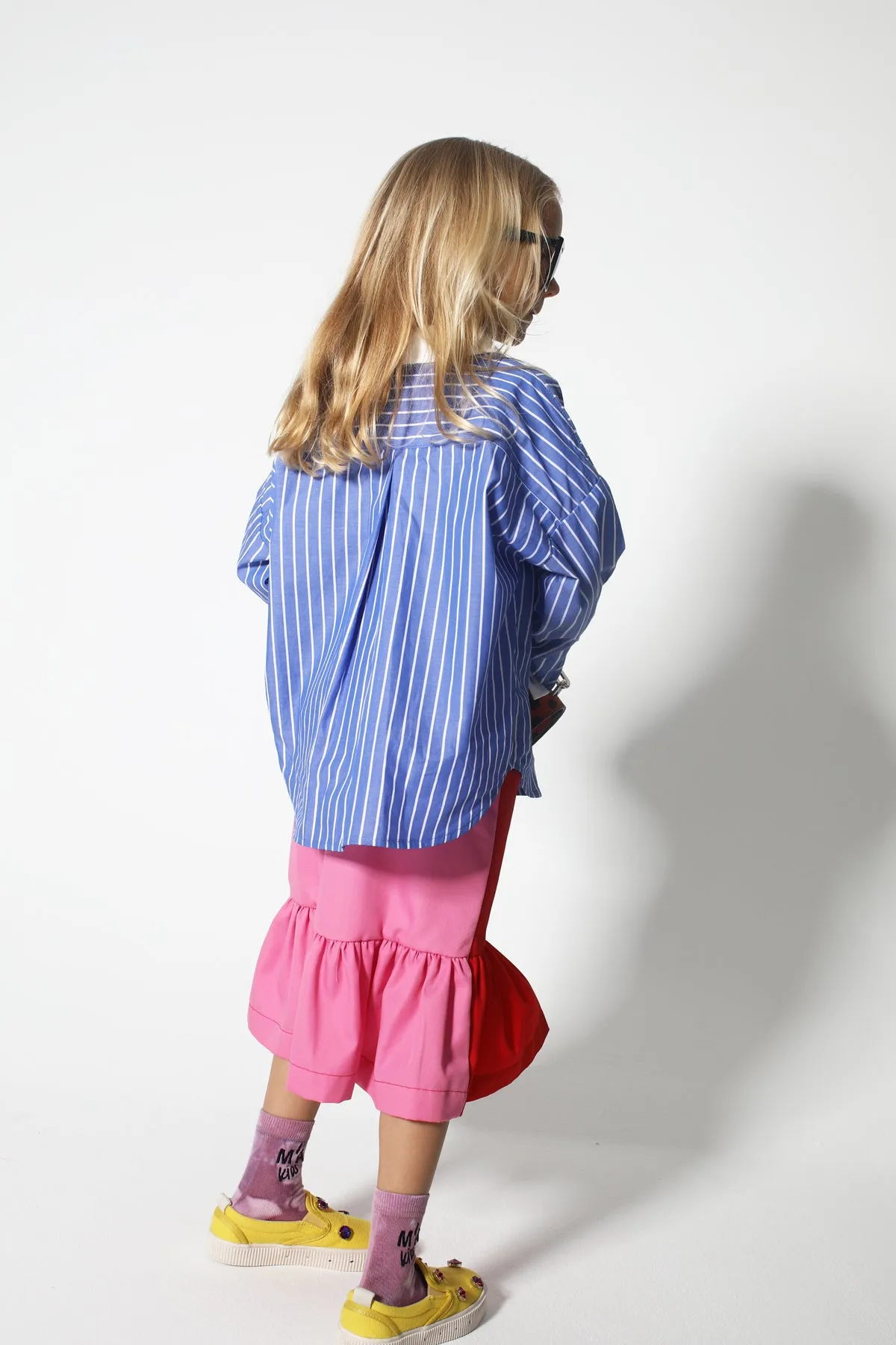 BLUE AND WHITE STRIPED LOOSE SHIRT