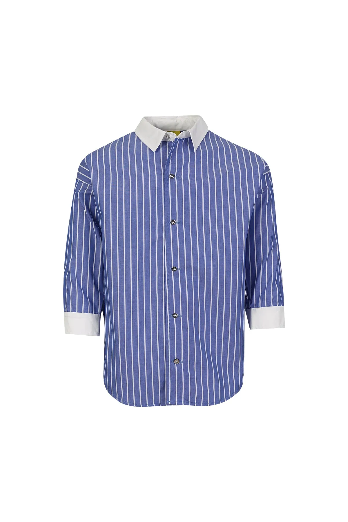 BLUE AND WHITE STRIPED LOOSE SHIRT