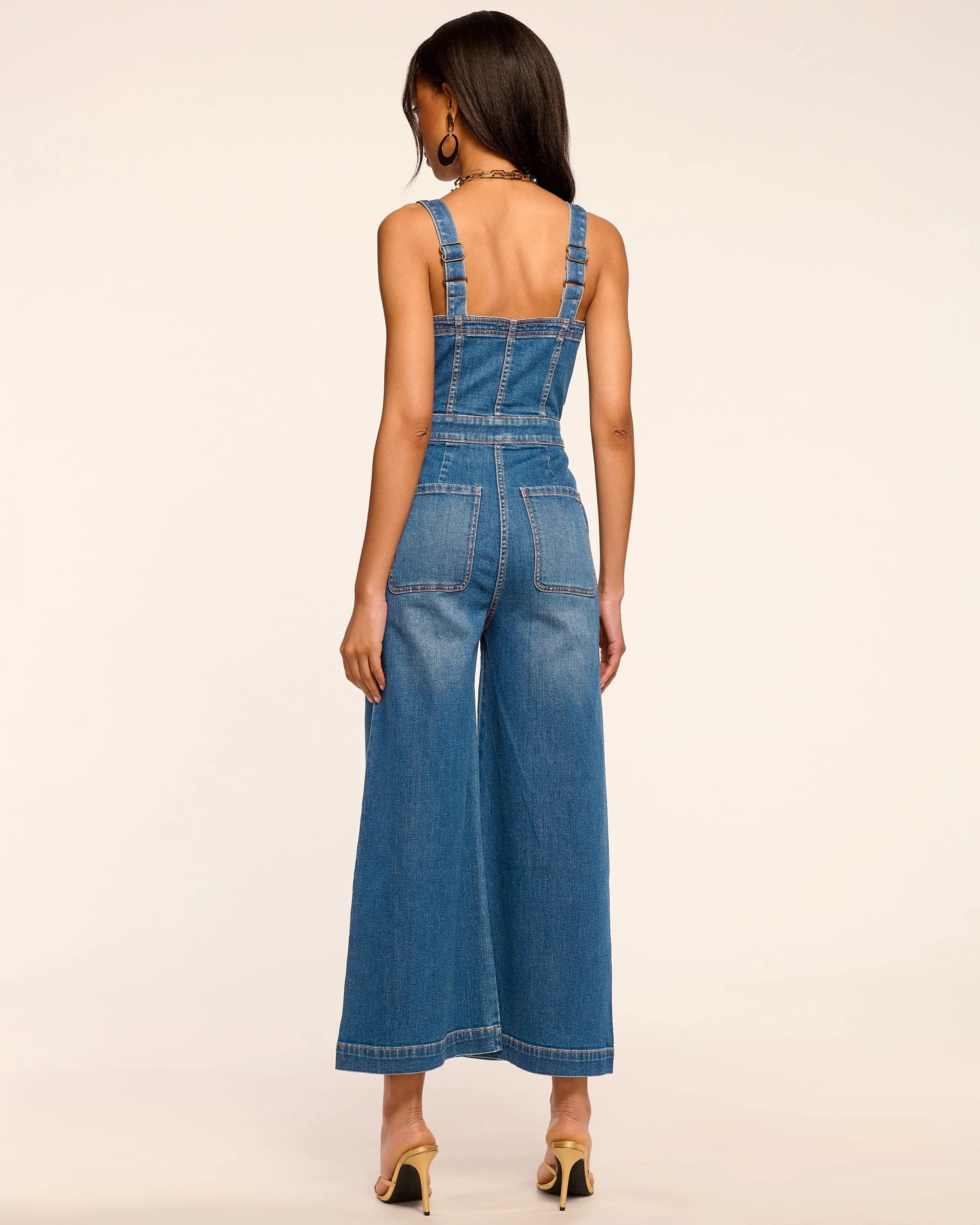 Brinkley Cropped Sleeveless Denim Jumpsuit