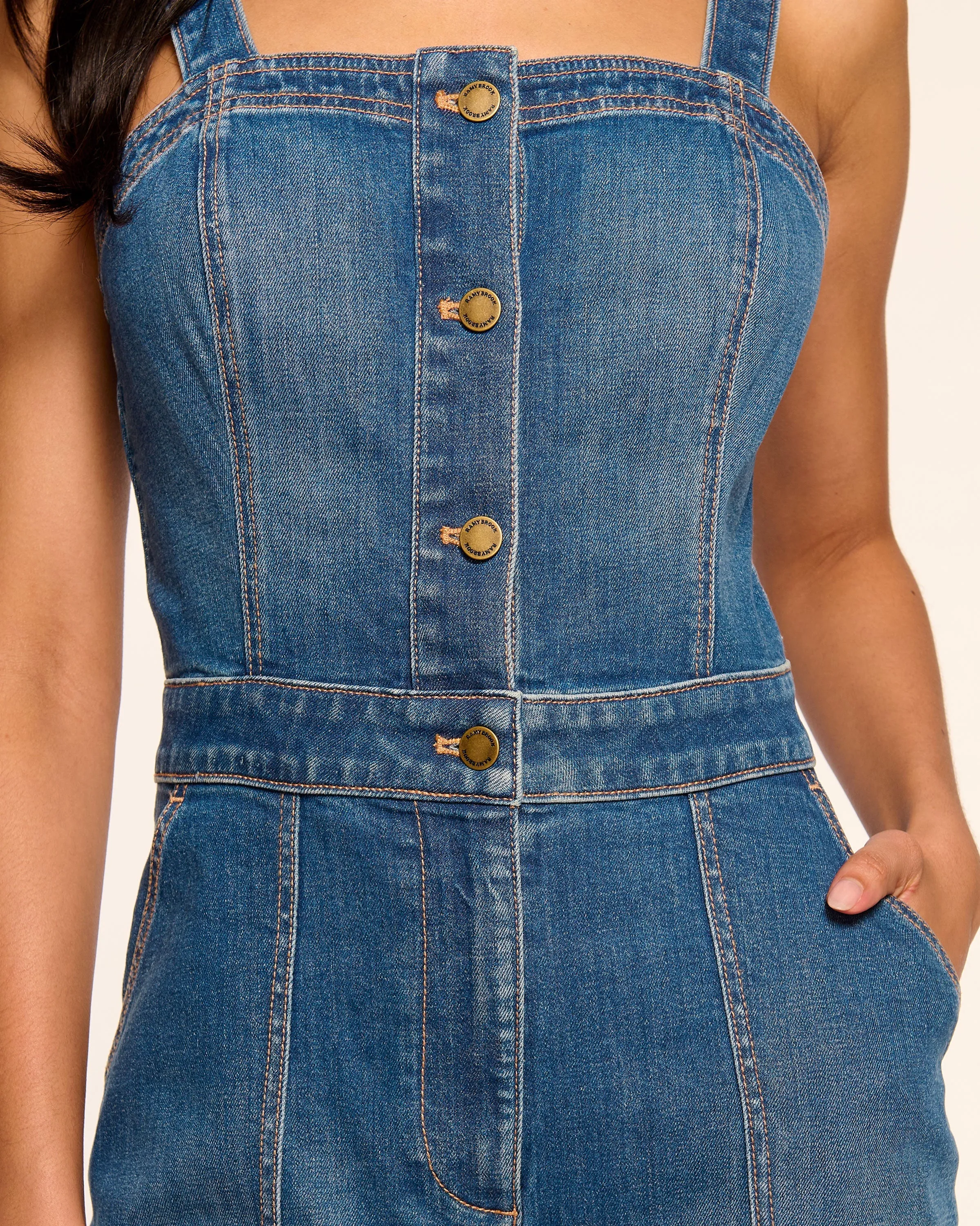 Brinkley Cropped Sleeveless Denim Jumpsuit