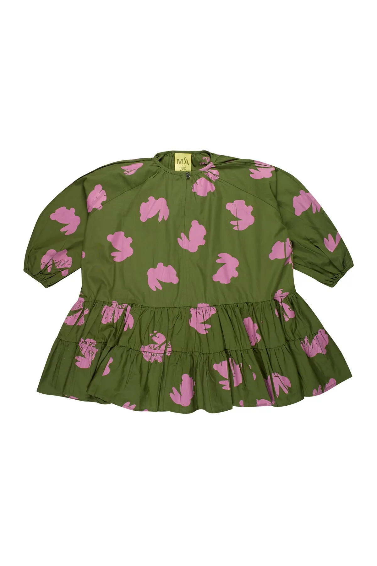 BUNNY PRINT GATHERED DRESS