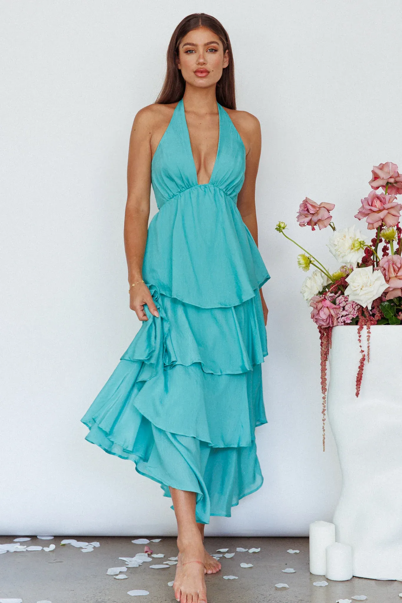 Catalina Tiered Ruffle Maxi Dress Mint