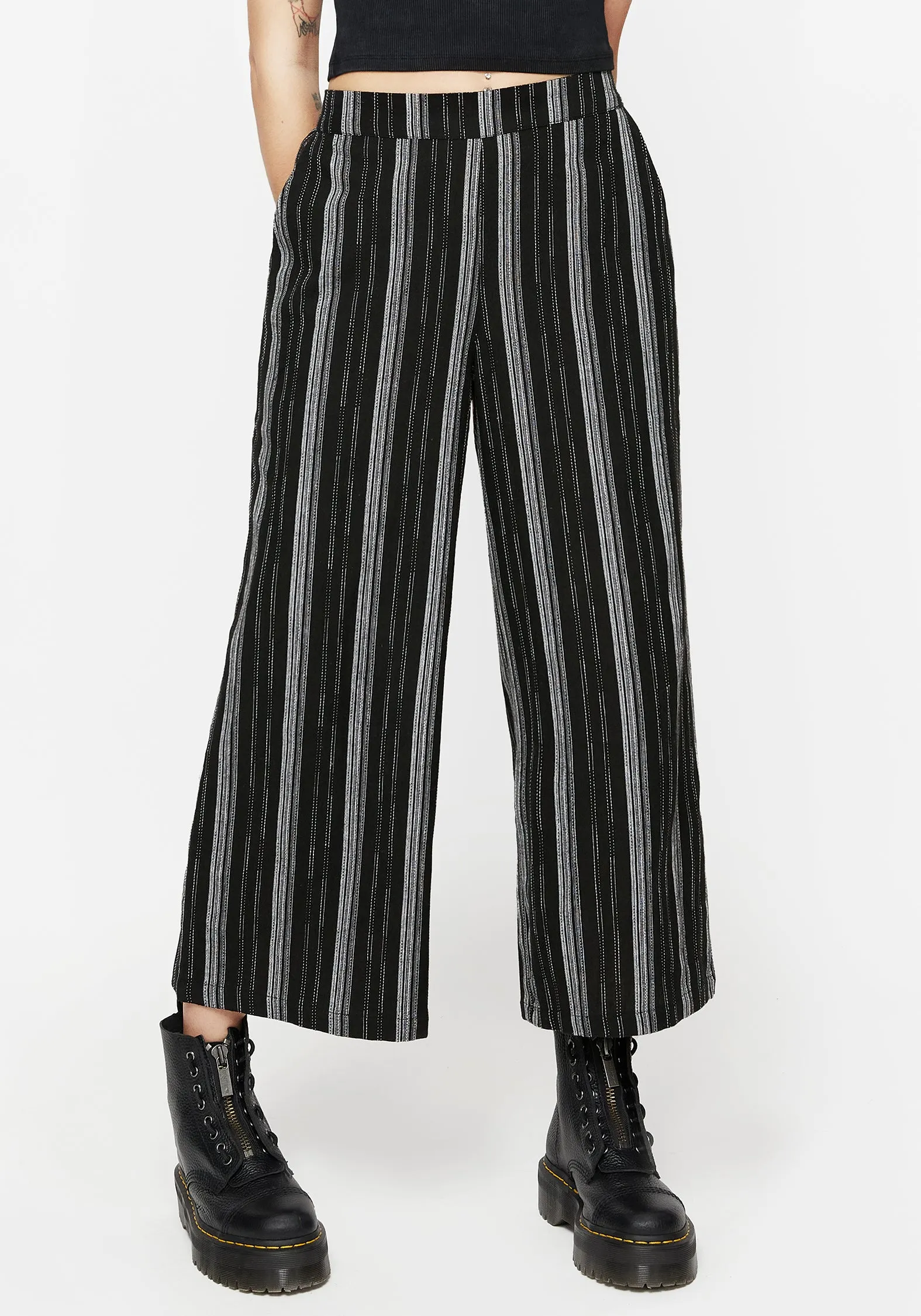 Clandestine Stripe Cotton-Blend Culottes