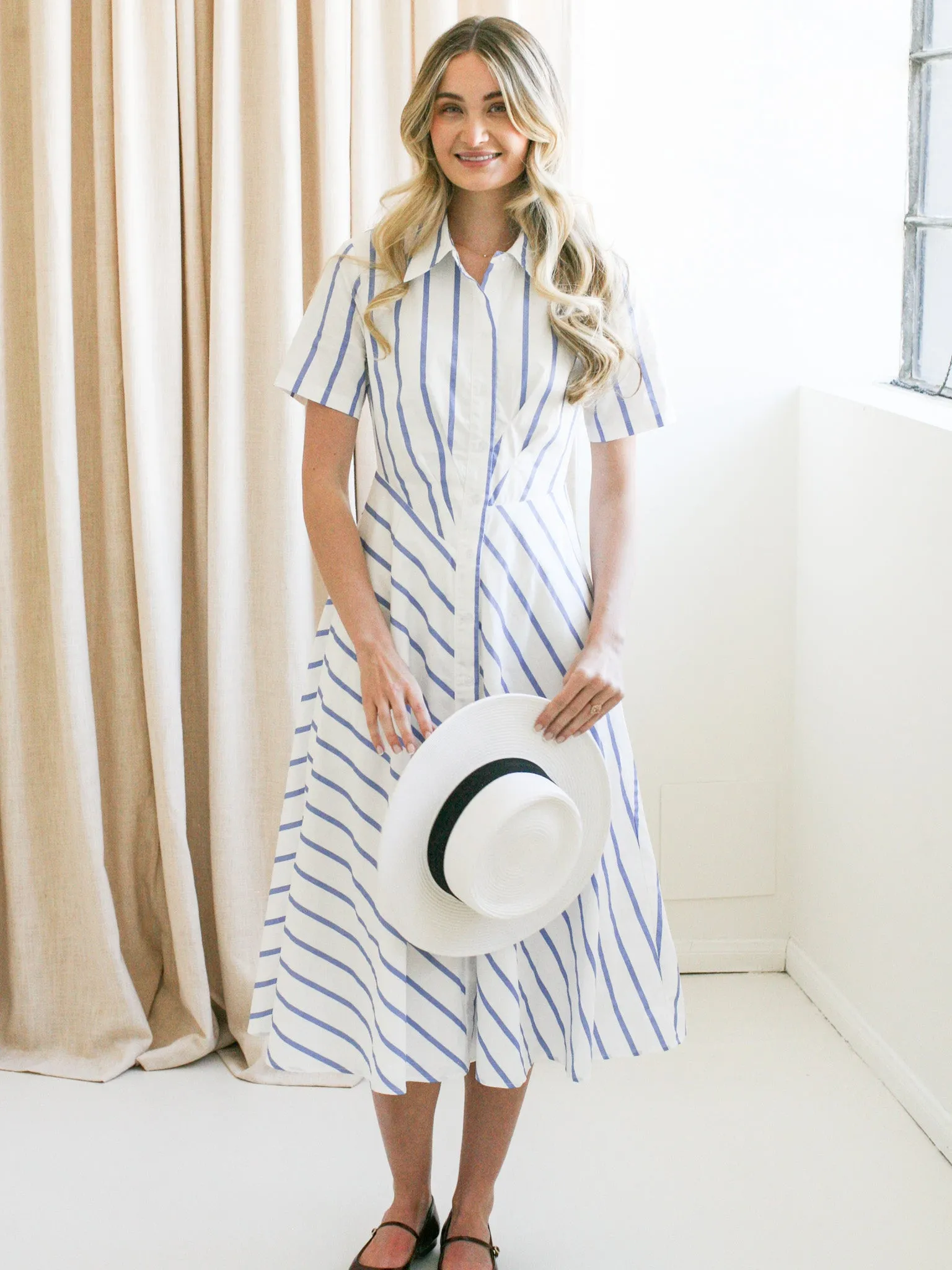 Contrast Stripe Midi Dress