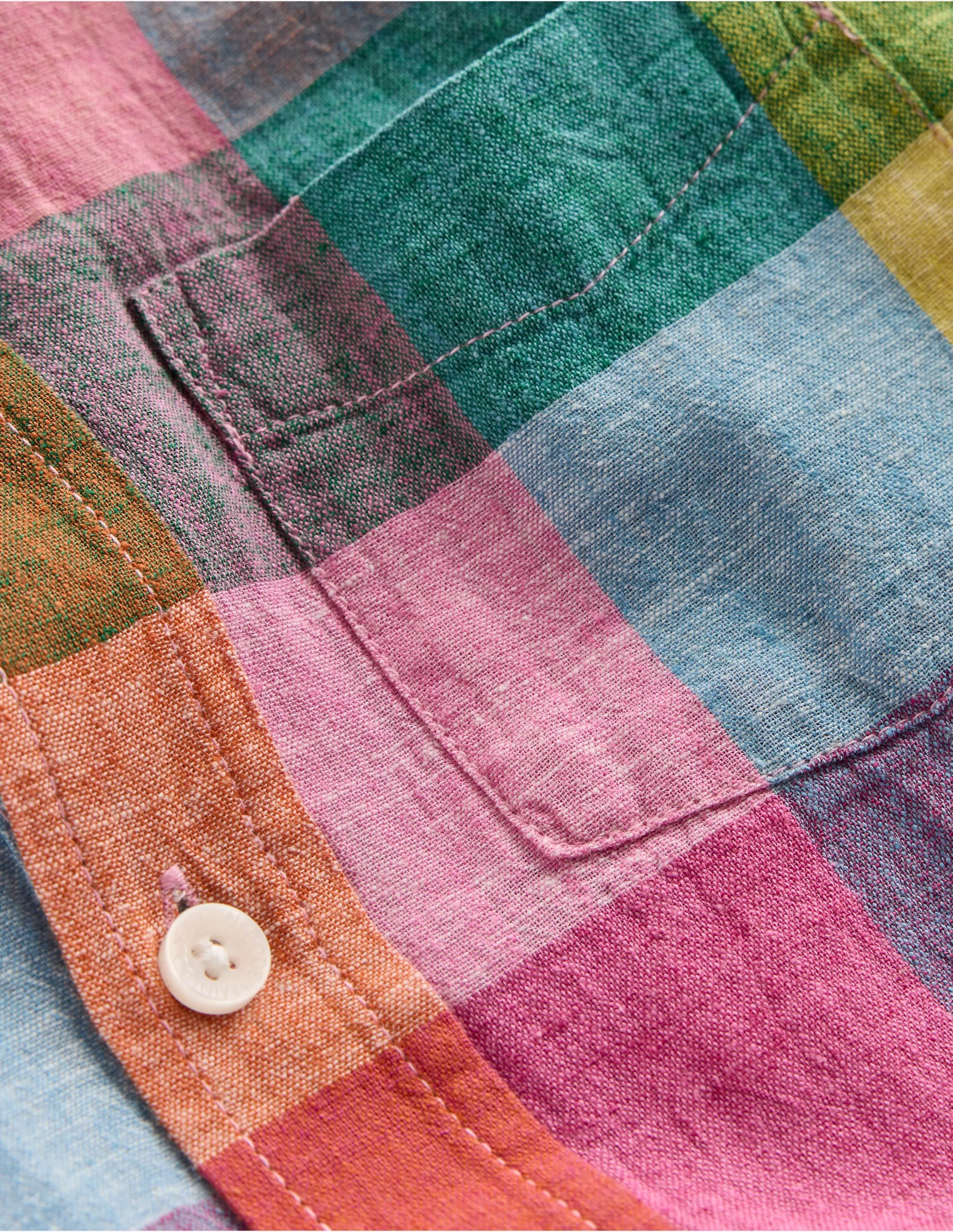 Cotton Linen Shirt-Multi Gingham