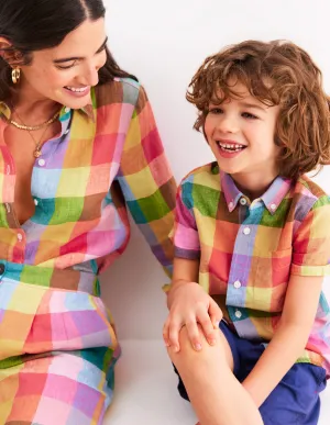 Cotton Linen Shirt-Multi Gingham