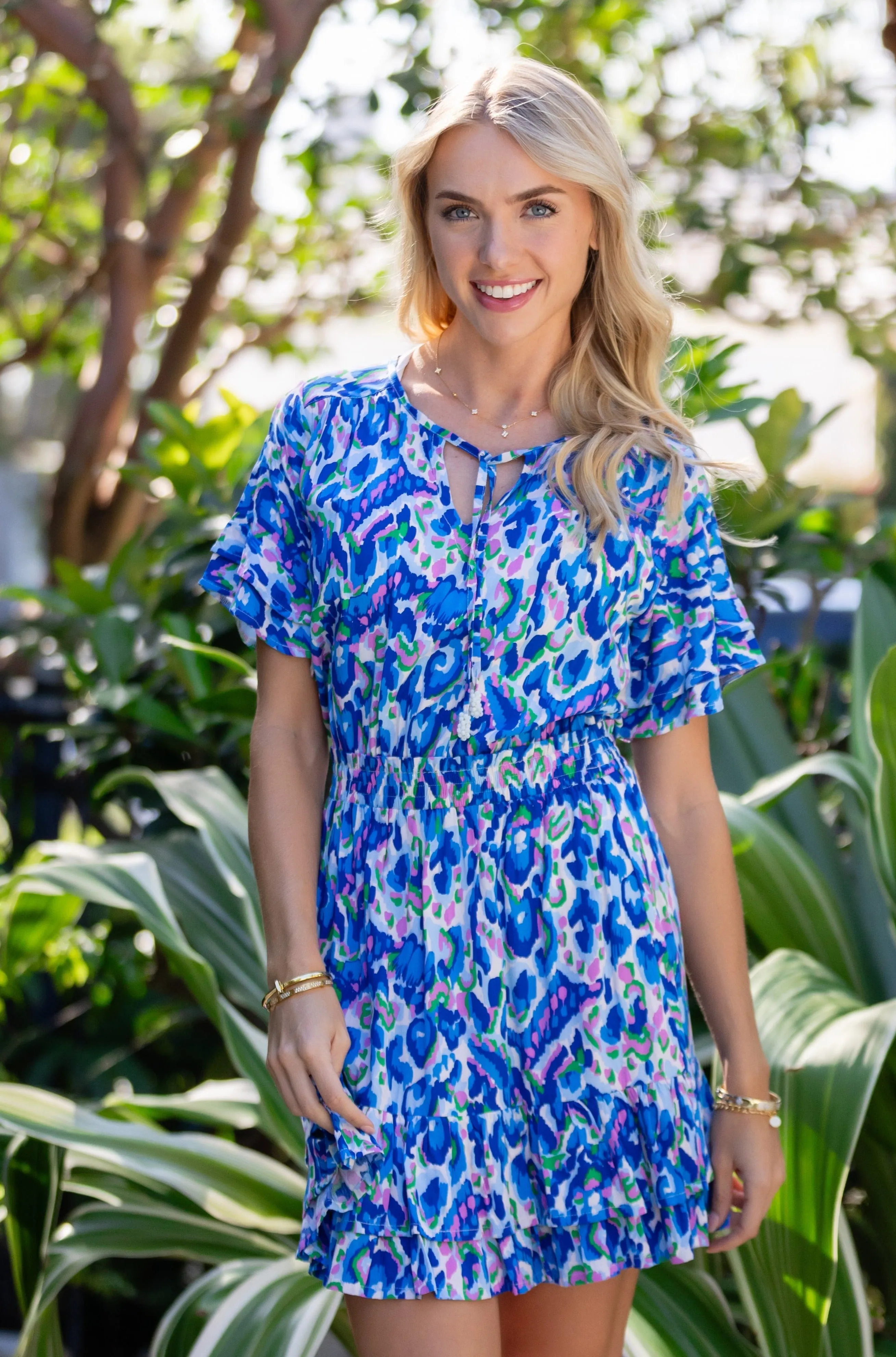 Courtney Dress / Pink-Cobalt