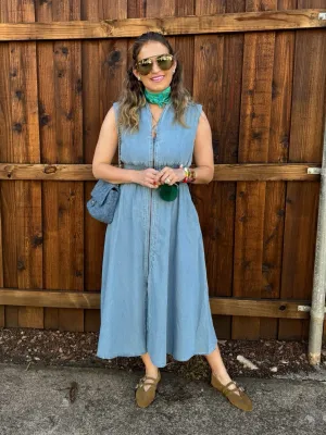 DANIELLE DENIM ZIP UP DRESS