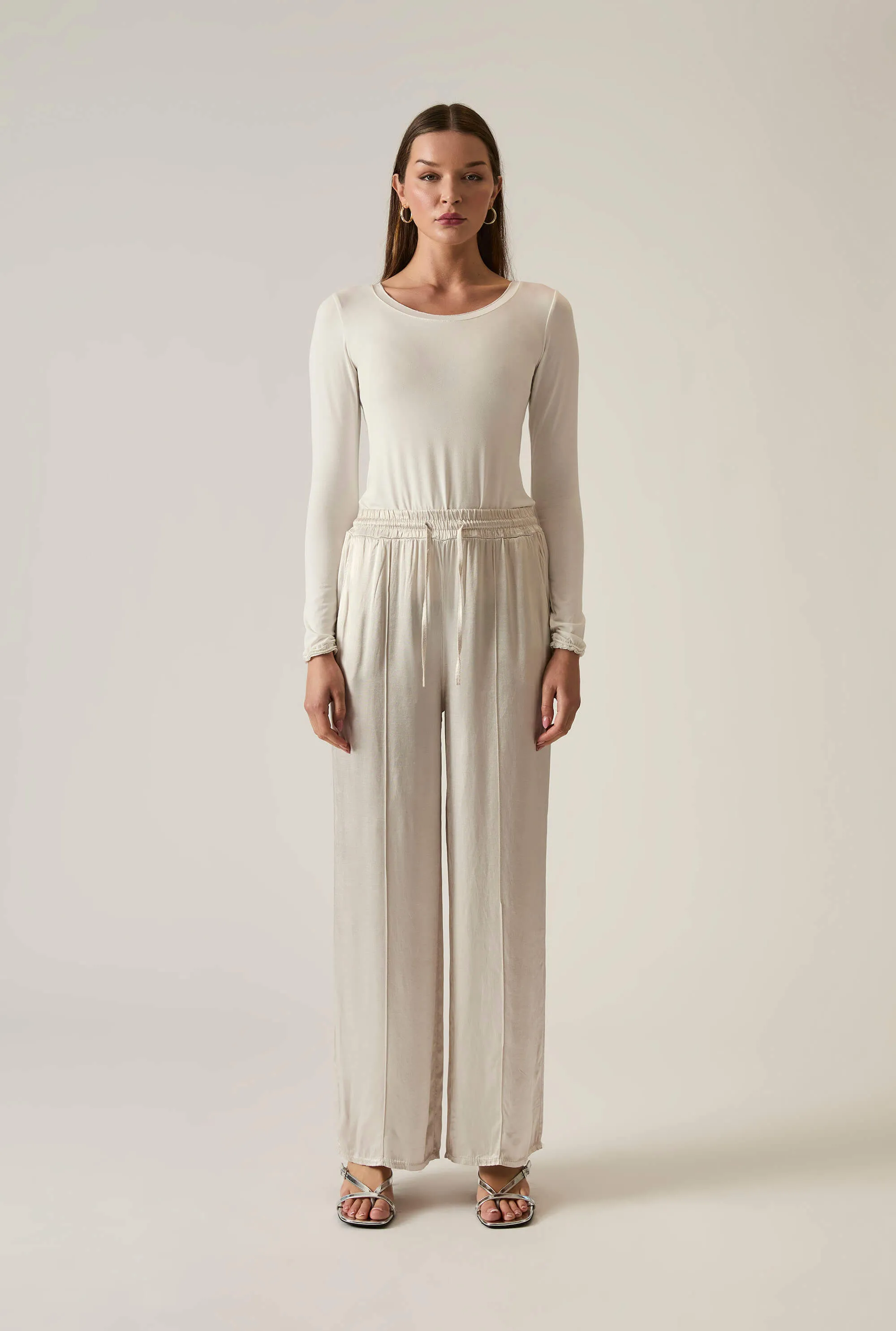 Drawstring Beige Trousers