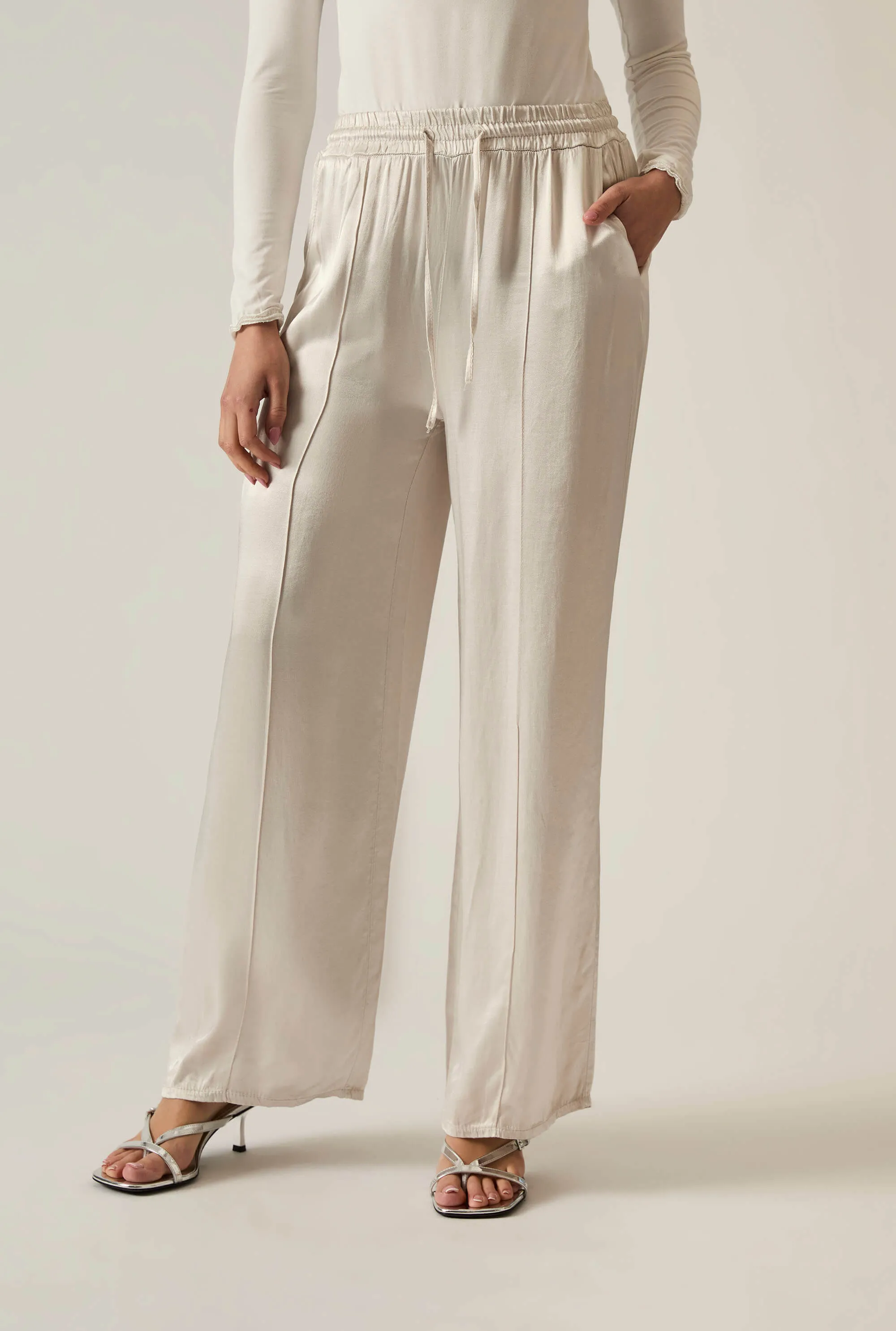 Drawstring Beige Trousers