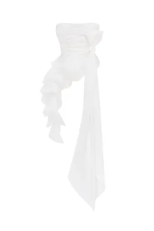 Dreamy blouse with meringue flounces in white, Midnight Walk