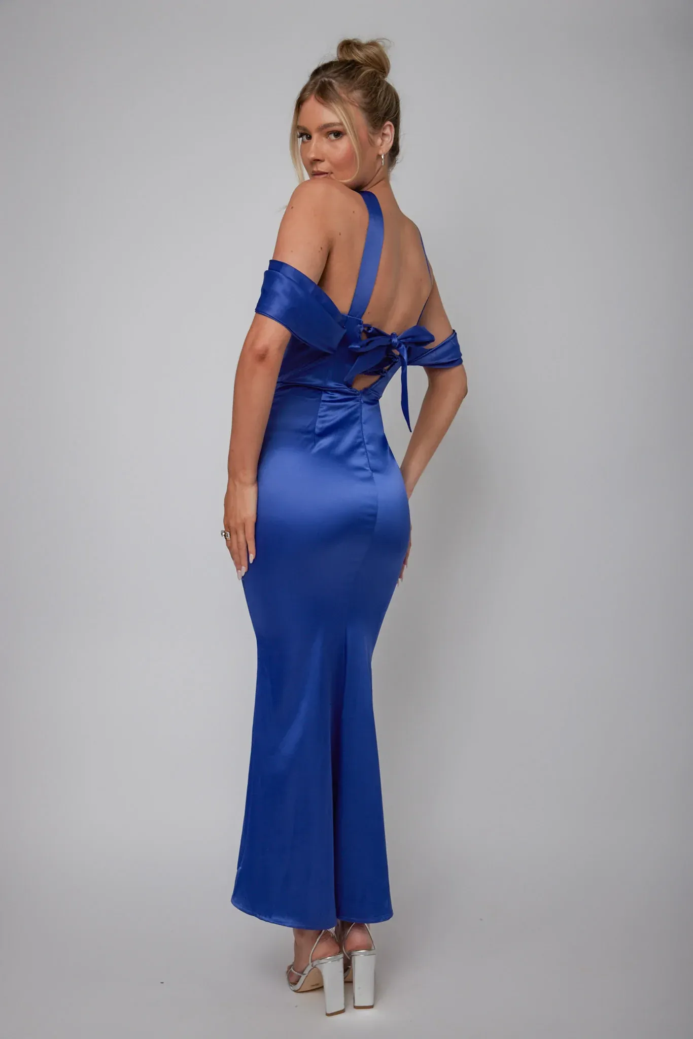 Eclipse Draped Sleeve Midi Dress Navy