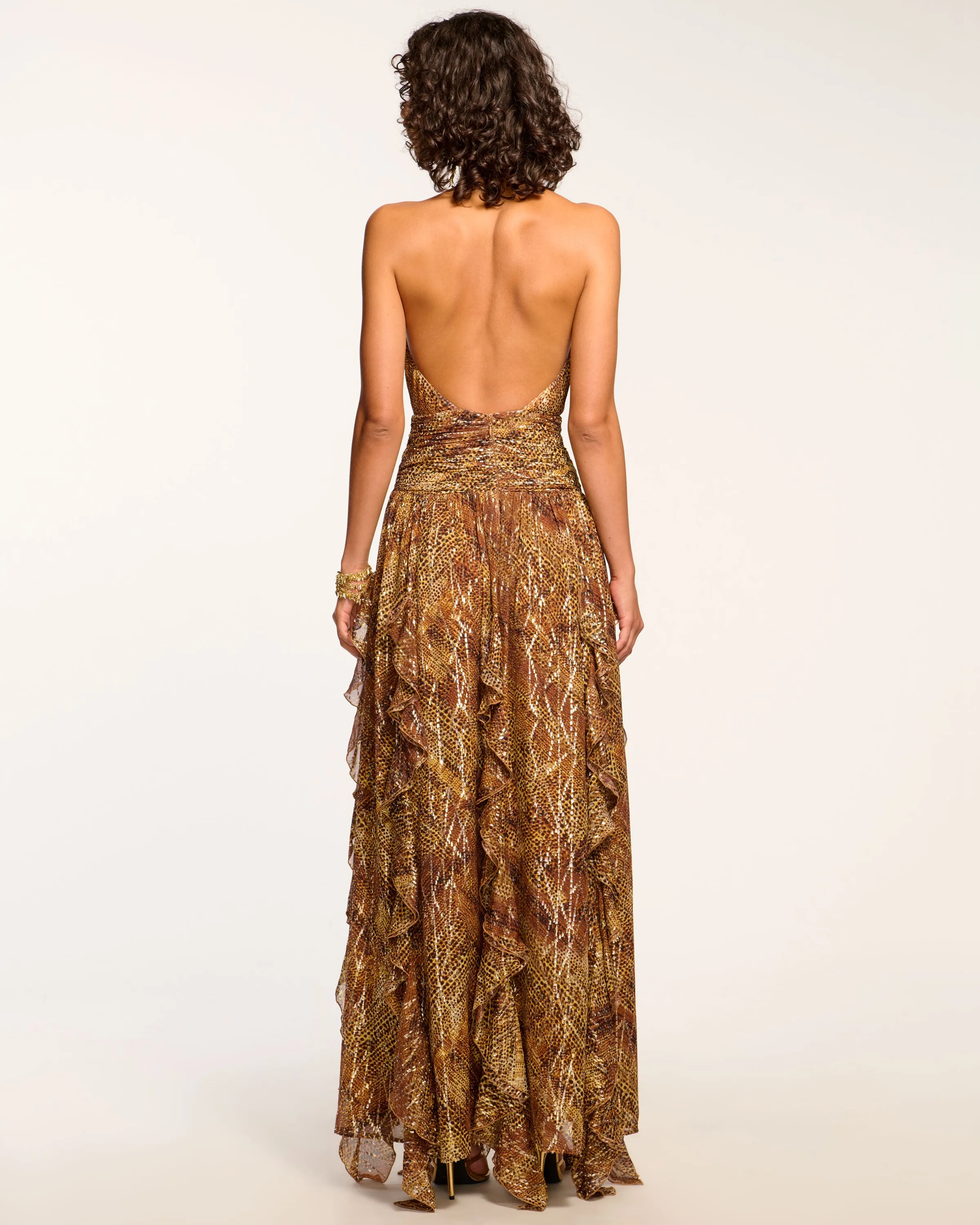 Emerance Plunging Halter Gown