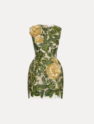 English Rose & Leaves Embroidered Dress