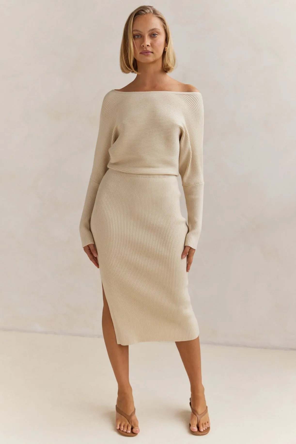 Evelina Midi Dress (Beige)