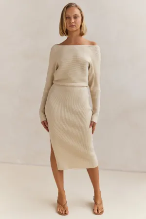 Evelina Midi Dress (Beige)