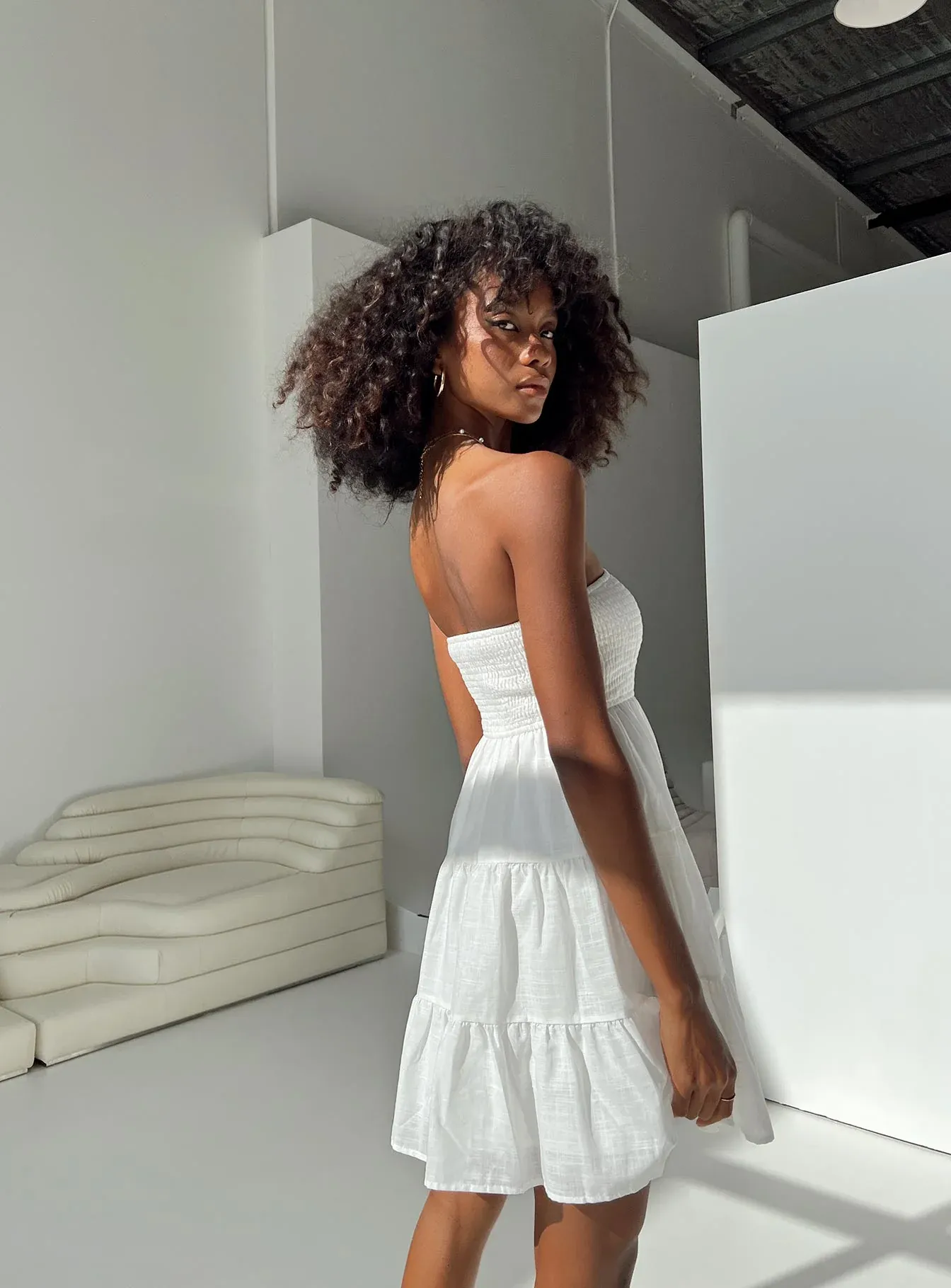 Fahy Strapless Mini Dress White