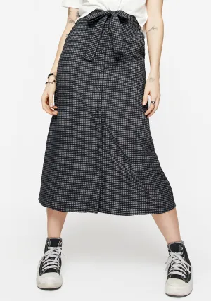 Faythe Cotton Check Button Up Midi Skirt