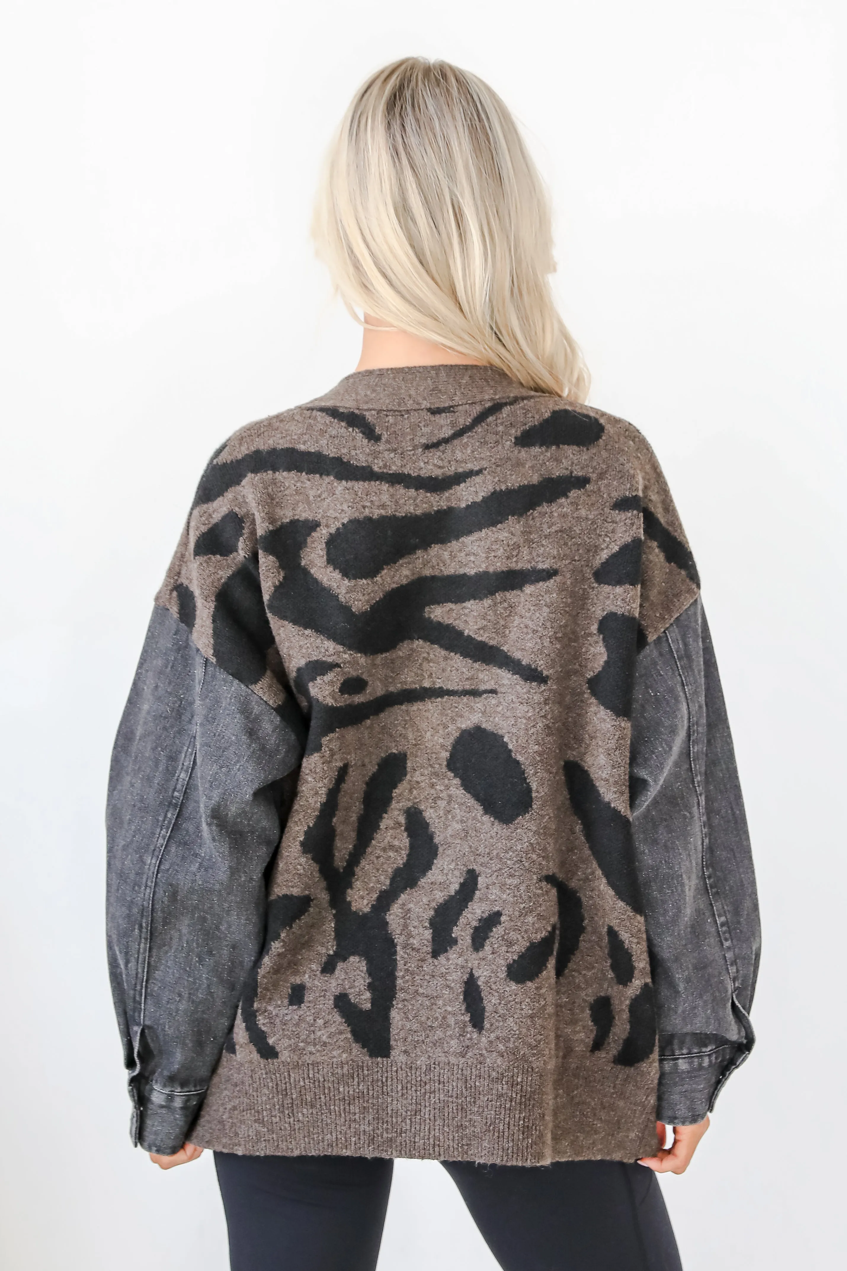 FINAL SALE - Notable Trendsetter Brown Leopard Sweater Cardigan
