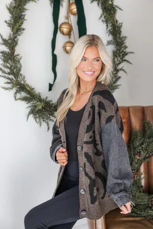 FINAL SALE - Notable Trendsetter Brown Leopard Sweater Cardigan