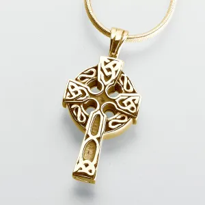 Gold Vermeil Celtic Cross Pendant Cremation Jewelry