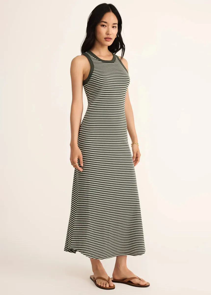 Goodwin Stripe Midi Dress - Dark Agave