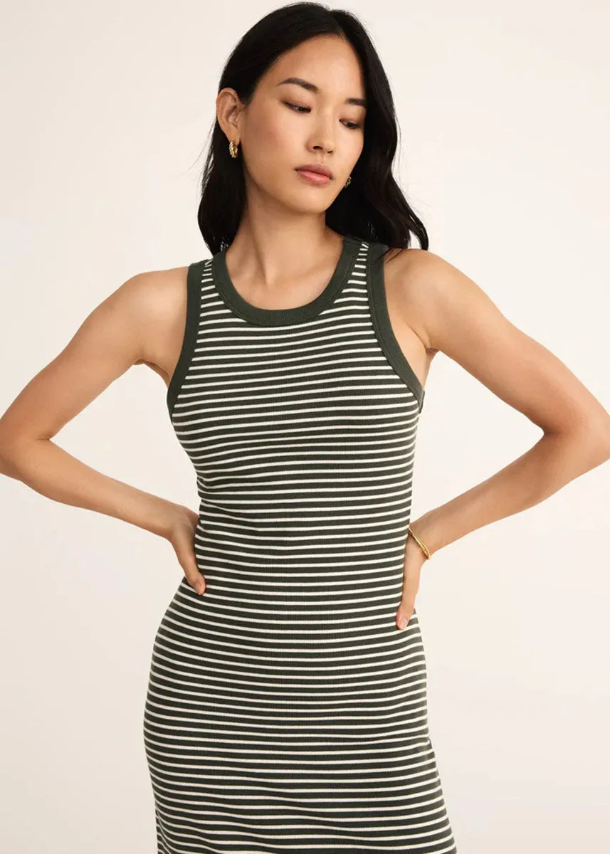 Goodwin Stripe Midi Dress - Dark Agave