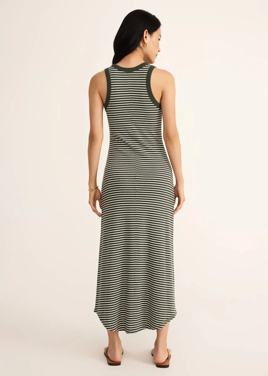 Goodwin Stripe Midi Dress - Dark Agave