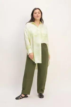 GREEN TIE-DYE SATIN SHIRT