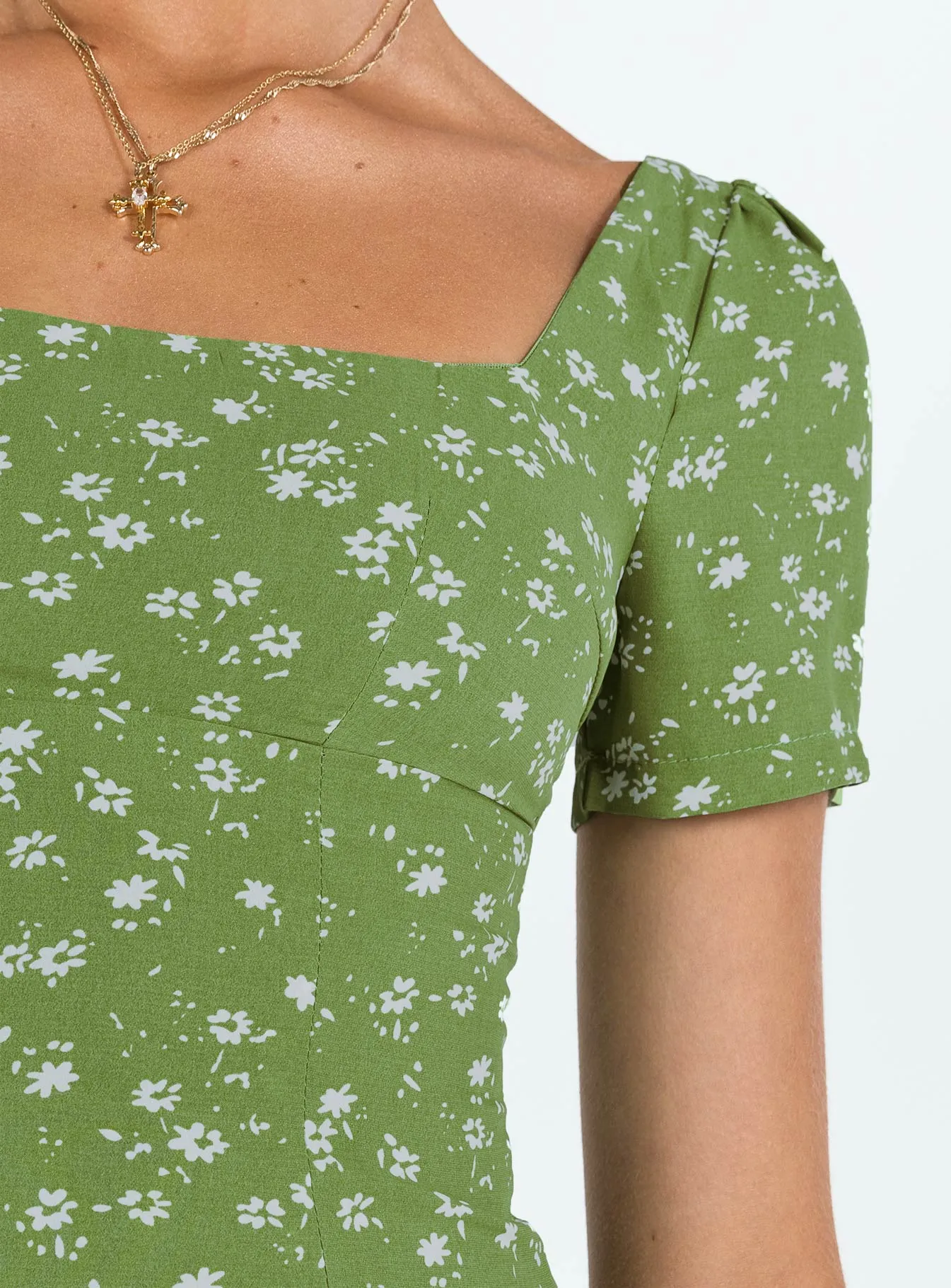 Hastings Mini Dress Olive Green Floral