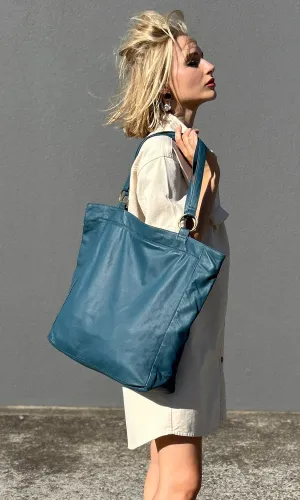 HOSS Leather Parker Tote - Blue