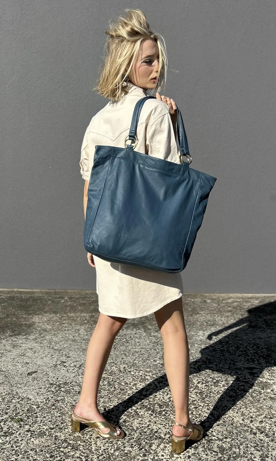 HOSS Leather Parker Tote - Blue