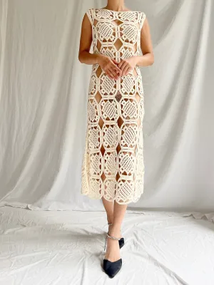 Ivory Crochet Midi Dress - M/L