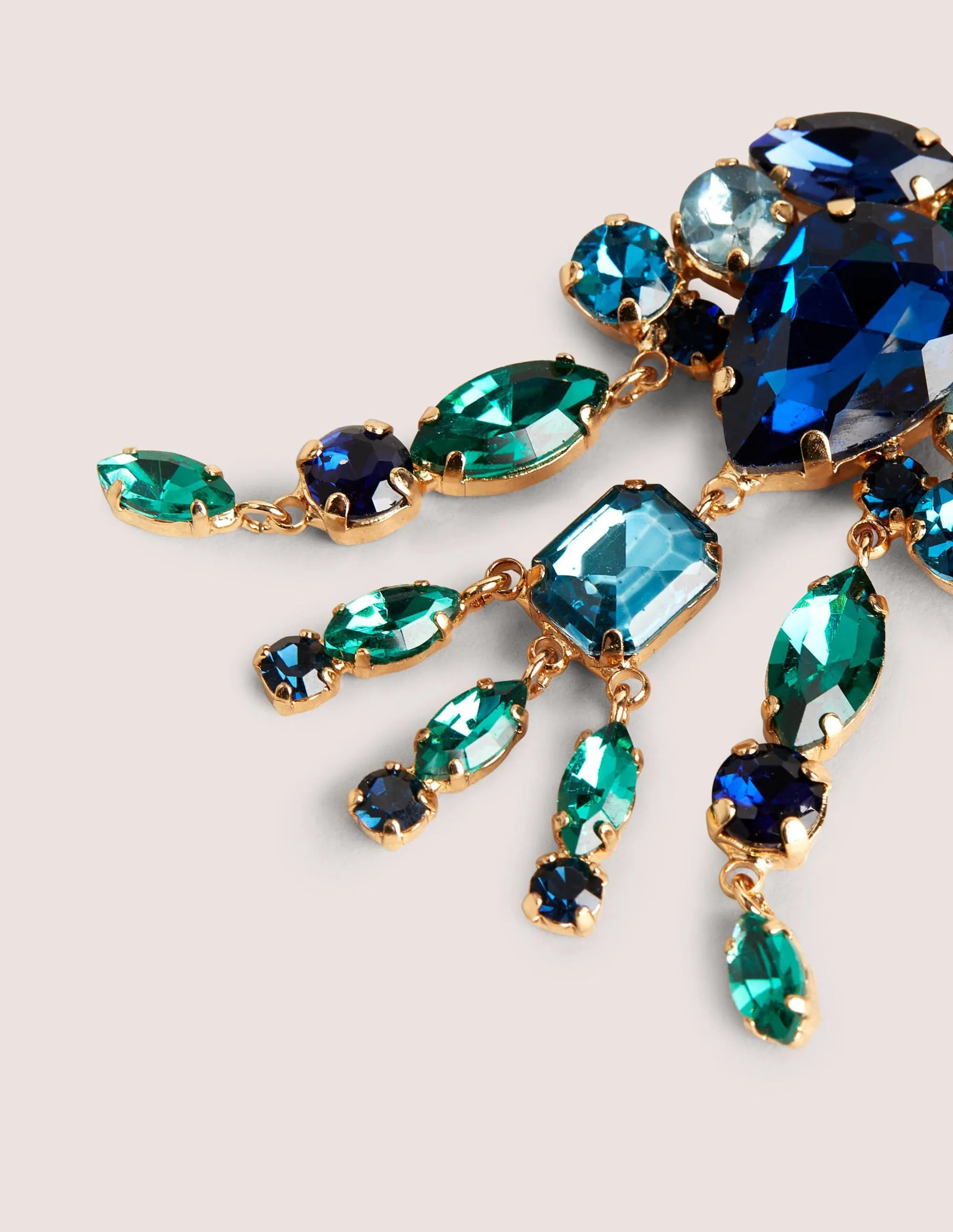 Jewel Chandelier Earrings-Blue/ Green
