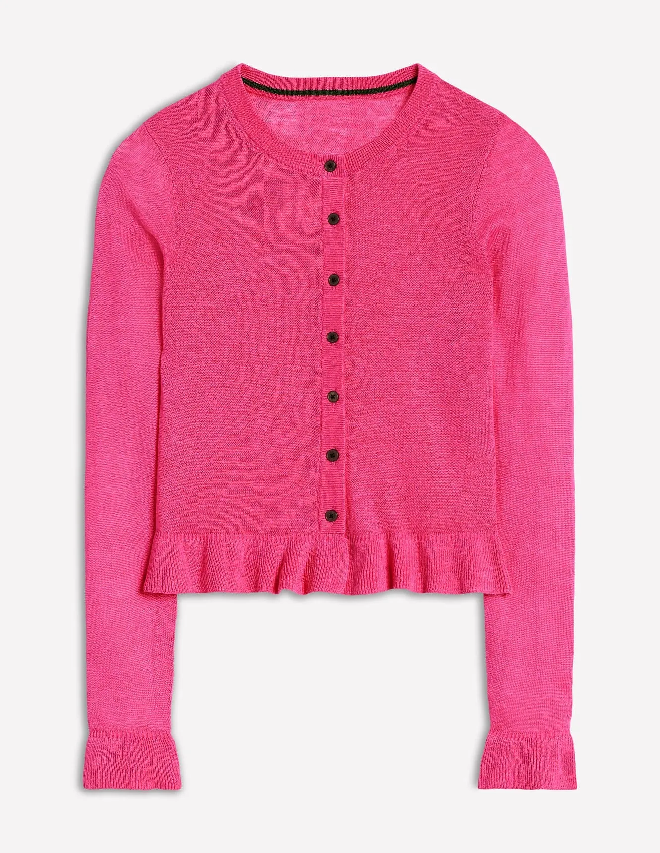 Josie Cropped Linen Cardigan-Sorbet Pink