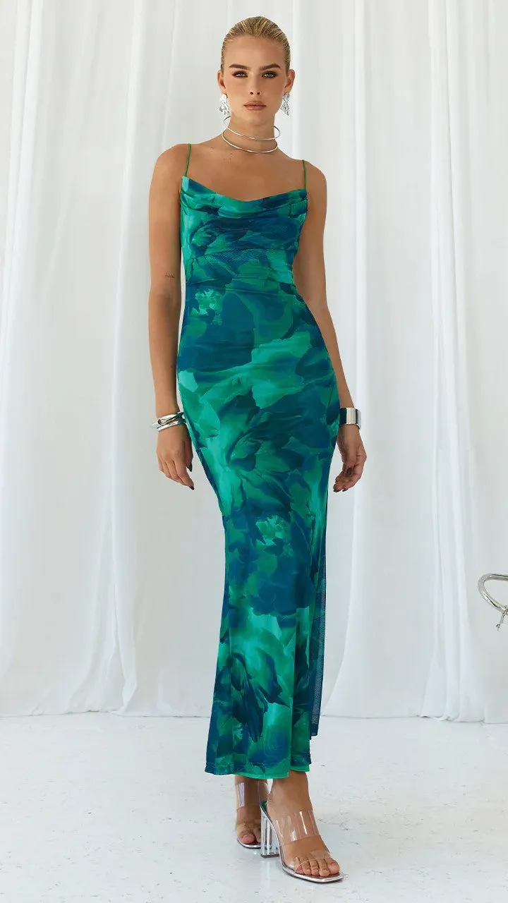 Kapri Slip Dress - Green Floral