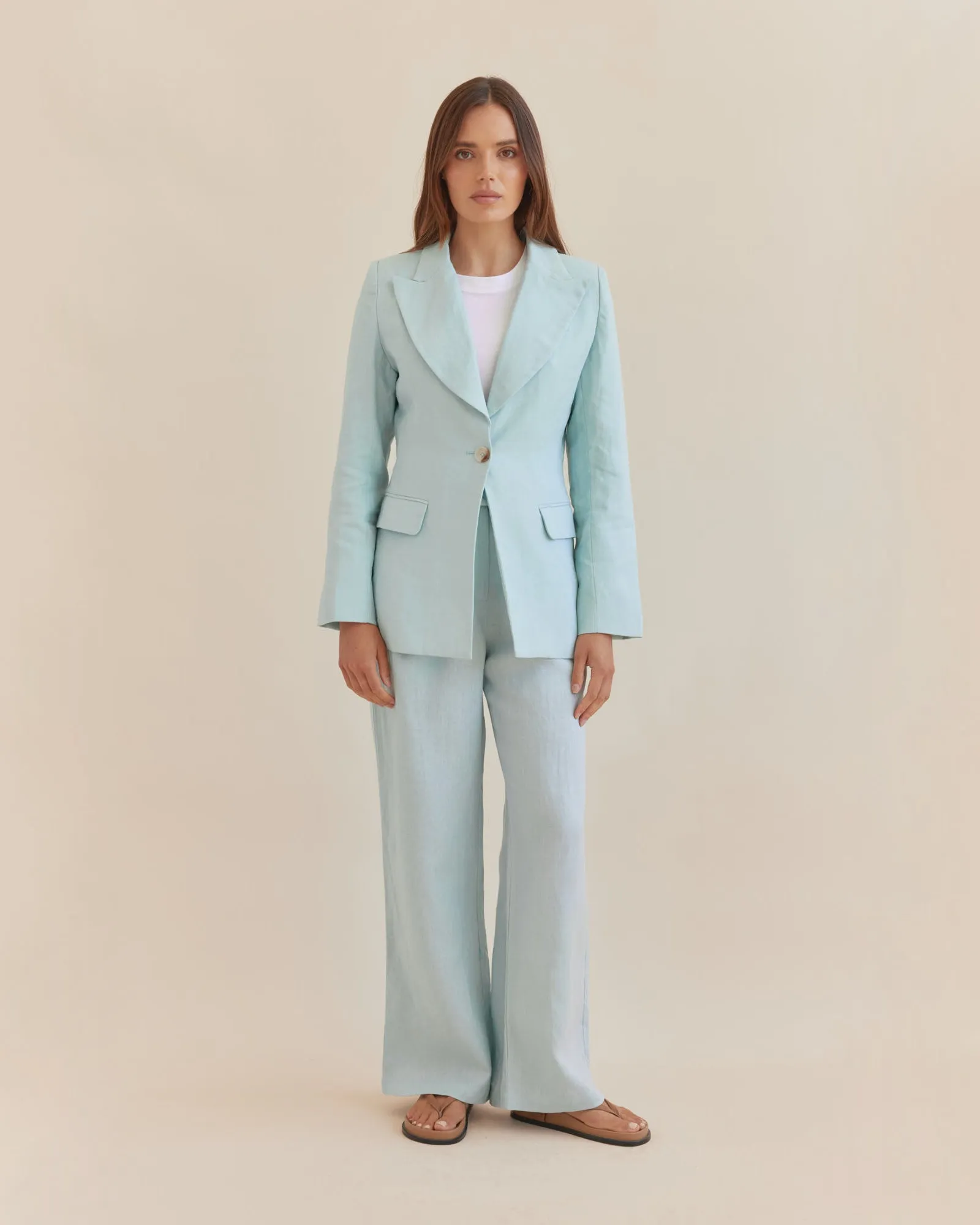 Katrina Linen Blazer - Sky