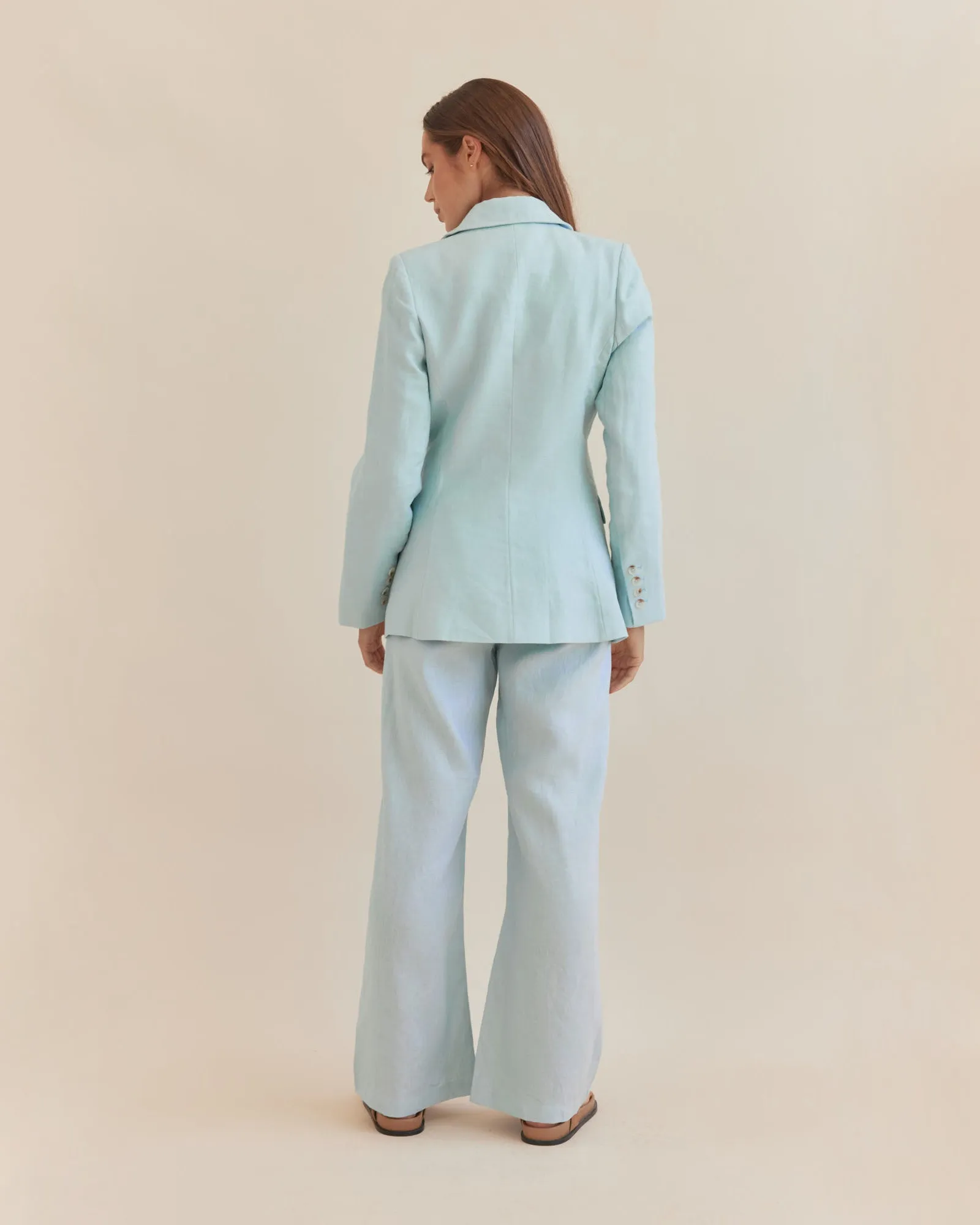 Katrina Linen Blazer - Sky