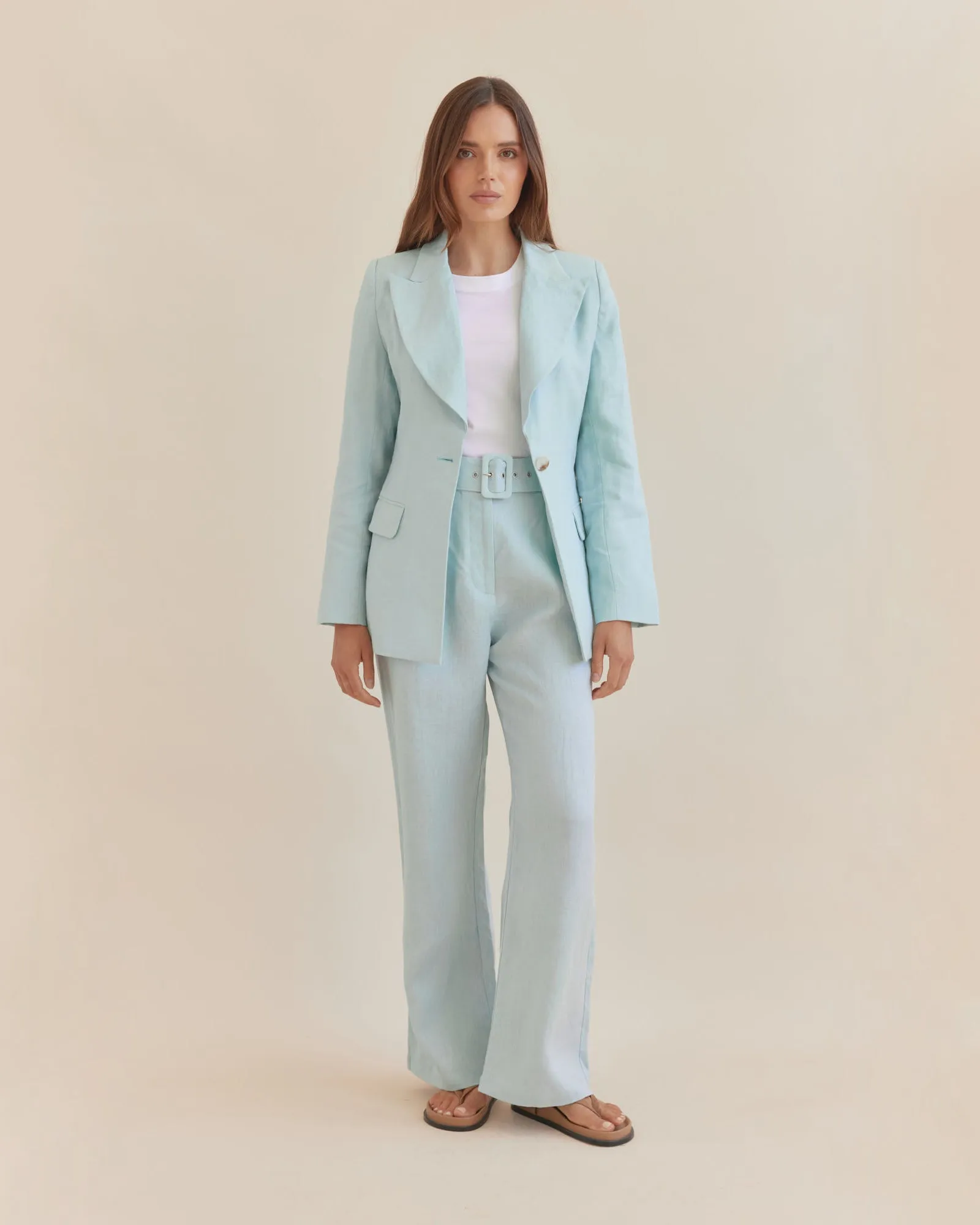 Katrina Linen Blazer - Sky