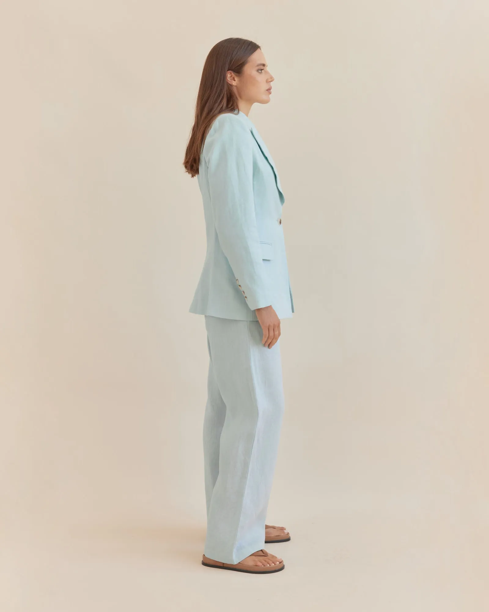 Katrina Linen Blazer - Sky