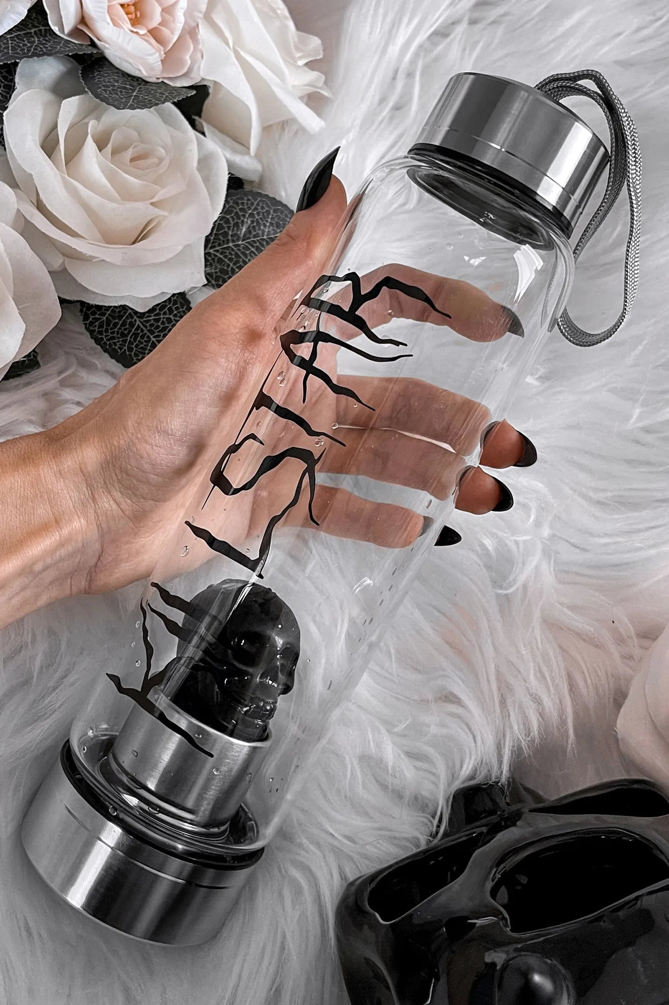 Killstar Crystal Glass Water Bottle